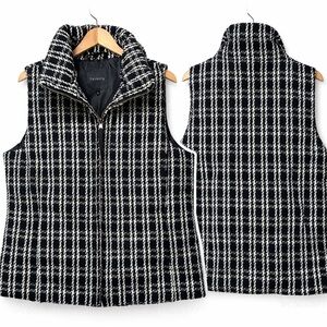 Talbots Black White Plaid Puffer Vest Quilted Zip Front Preppy Classic Women XL